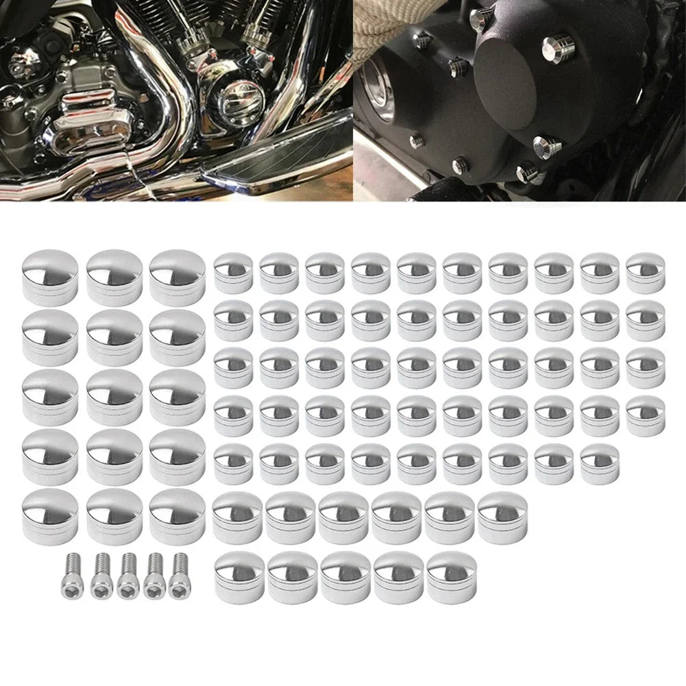75X Chrome Engine Bolt Topper Caps for Harley Touring Road Street Glide (07-16)