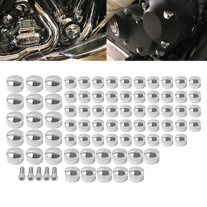 75X Chrome Engine Bolt Topper Caps for Harley Touring Road Street Glide (07-16)