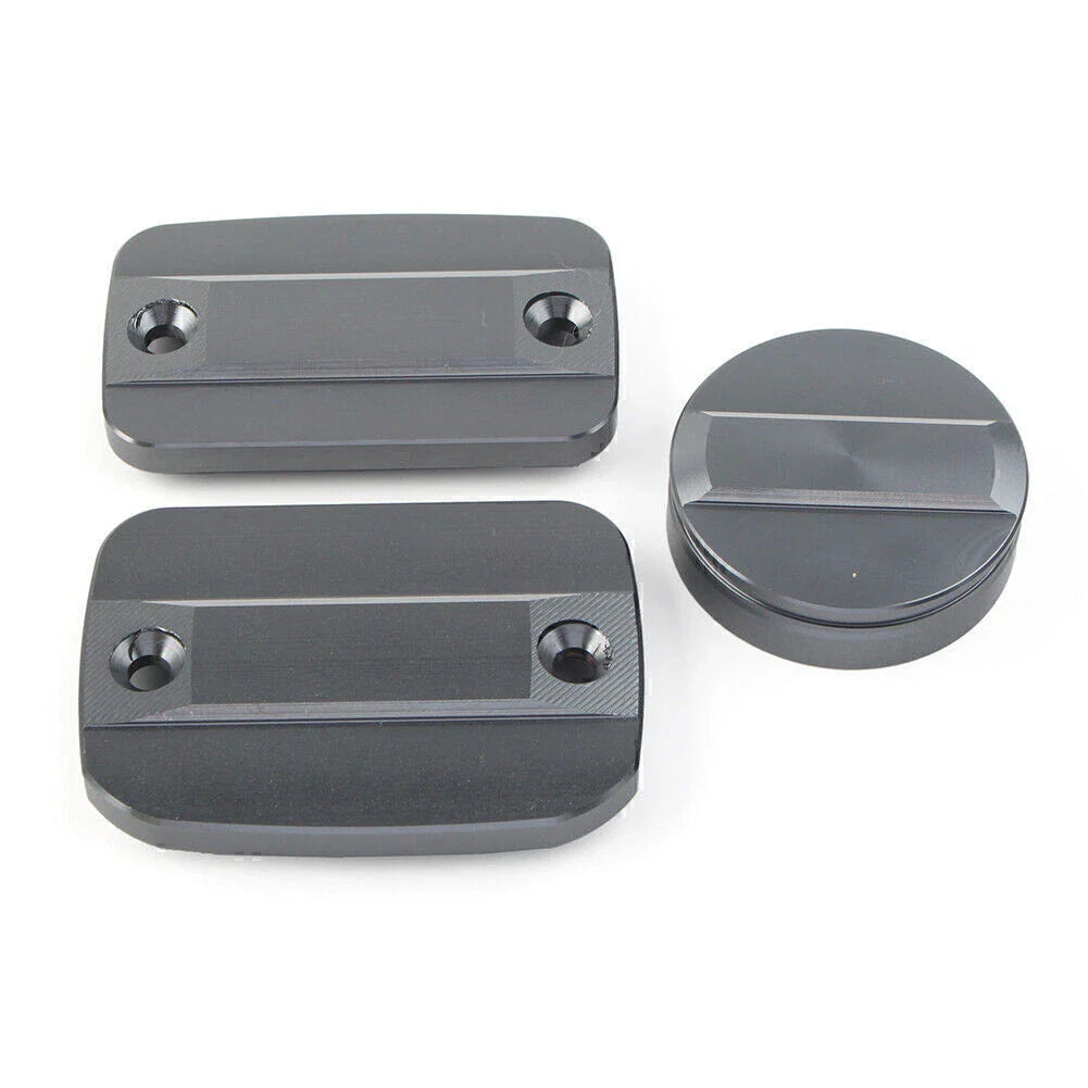 Grey Front Brake Clutch Fluid Reservoir Cap & Rear Brake Cover for Scrambler 1100