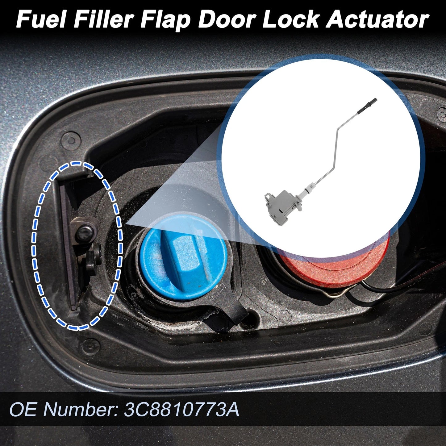 3C8810773A Fuel Filler Flap Door Latch Lock Actuator for VW CC (2009–2017)