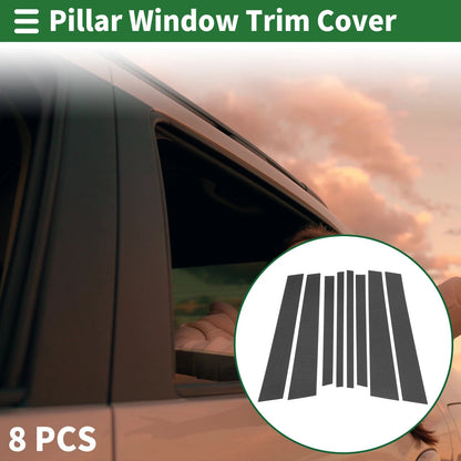 8 x Door Pillar Window Trim for BMW X3 (2003-2010) Carbon Fiber Pattern Black