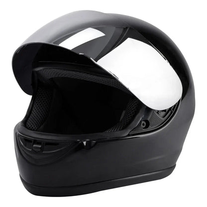 Full Face Motorcycle Helmet Glossy Silver for Street Bike Adult S-XXL