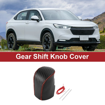 Gear Shift Knob Cover for Honda HR-V (2023–2024) Black Carbon Fiber Red