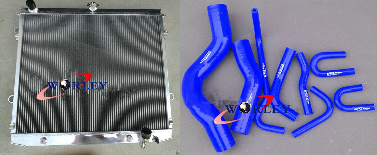 2-Row Aluminum Radiator with Blue Hose for Land Cruiser VDJ200 (2007–2015)