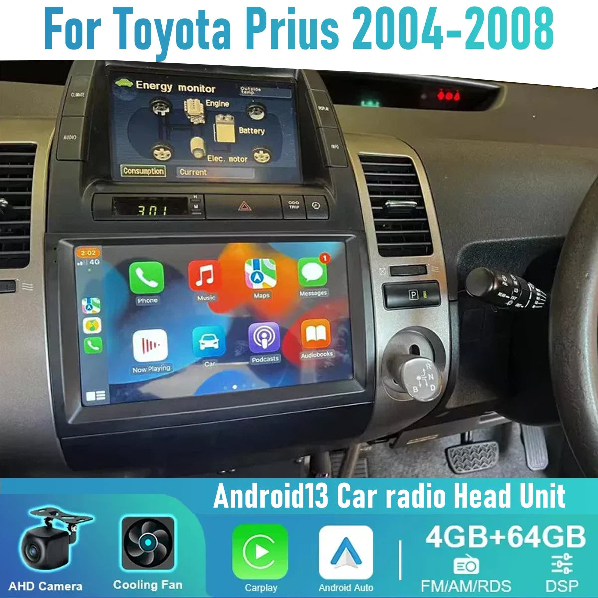 9" Wireless CarPlay Android Auto Head Unit for Toyota Prius (2004-2008)
