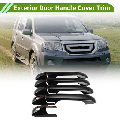 Set of 9 Exterior Door Handle Cover Trim for Honda Pilot (2003–2008) Glossy Black