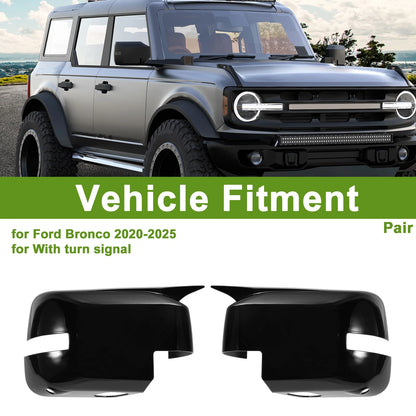 Pair of Mirror Cover Caps for Ford Bronco (2021–2023) - Gloss Black