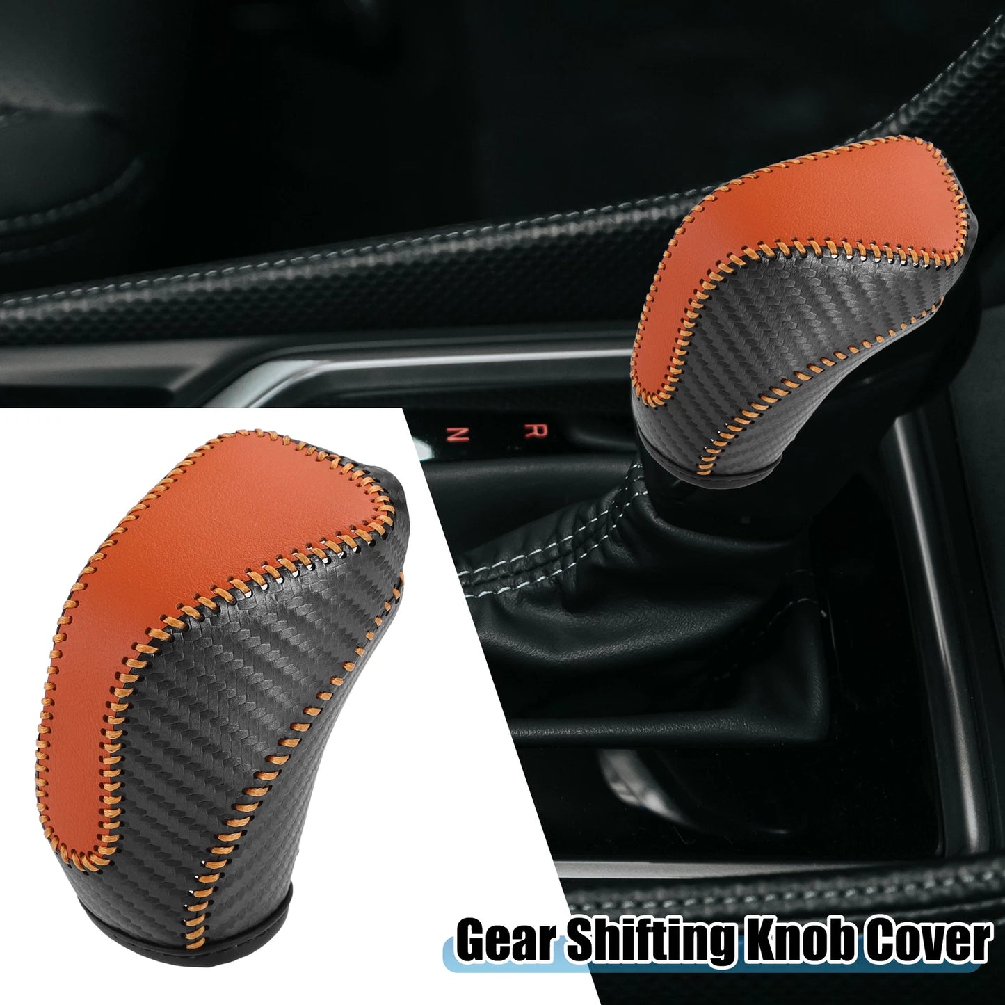 Gear Shifting Knob Cover for Subaru Crosstrek (2018–2023) Carbon Fiber Black Orange