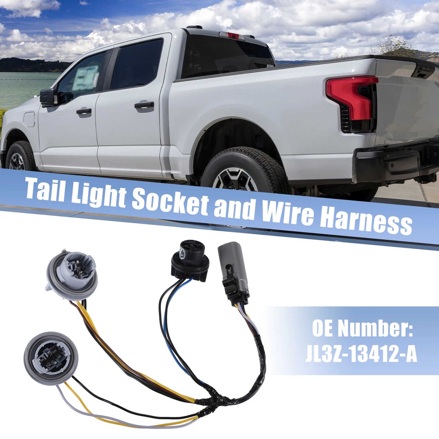 Tail Light Socket and Wire Harness for Ford F150 (2018) No.JL3Z-13412-A Black