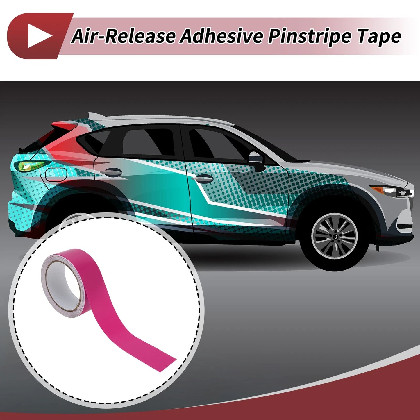 Pinstripe Tape 50mm x 10m for Car Motorcycle Boat Matte Rose Red