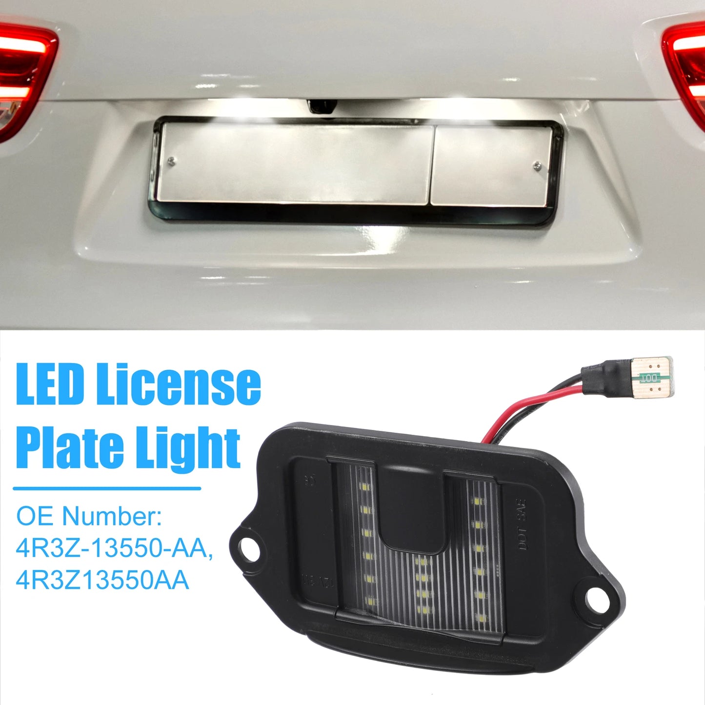 2X White LED License Plate Light 4R3Z-13550-AA for Ford Mustang (2005–2009)