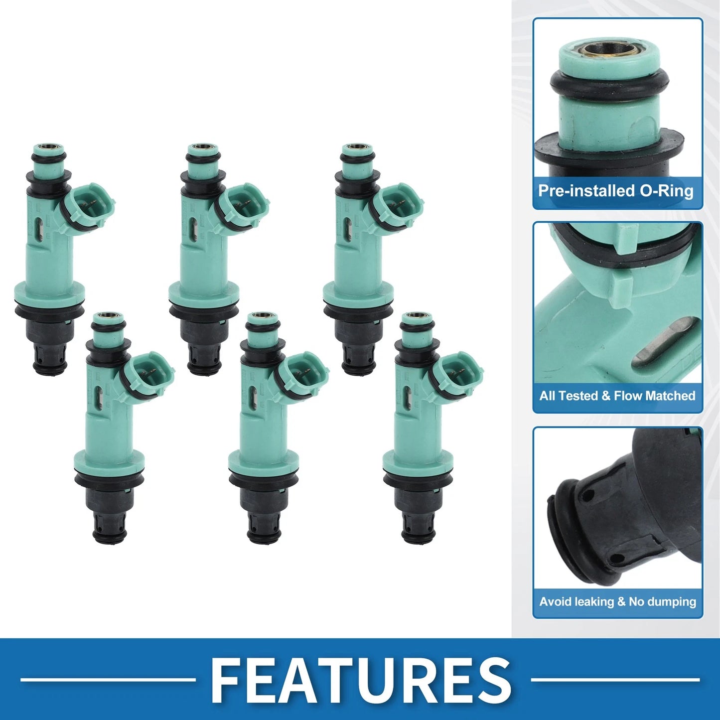 Set of 6 Fuel Injectors No.23209-46090 for Lexus GS300 (1998–2005) 3.0L