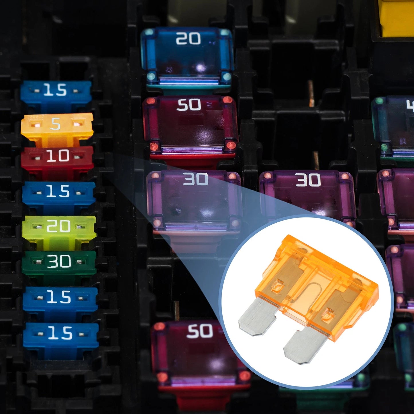 50pcs Mini Blade Style Fuses 5A for Car Boat Truck SUV Motorcycle