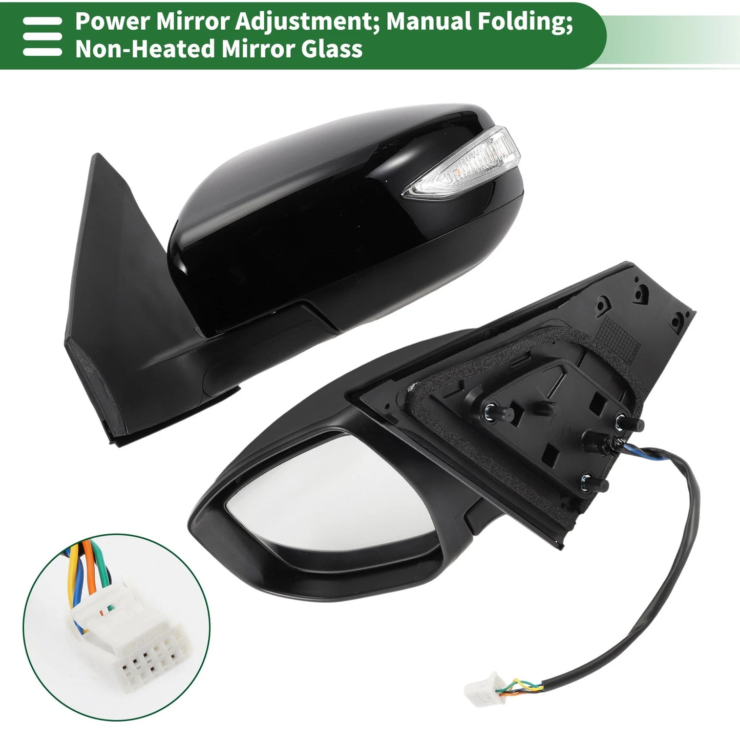 Left Side Door Mirror for Nissan Sentra (2016–2019) Manual Folding Black
