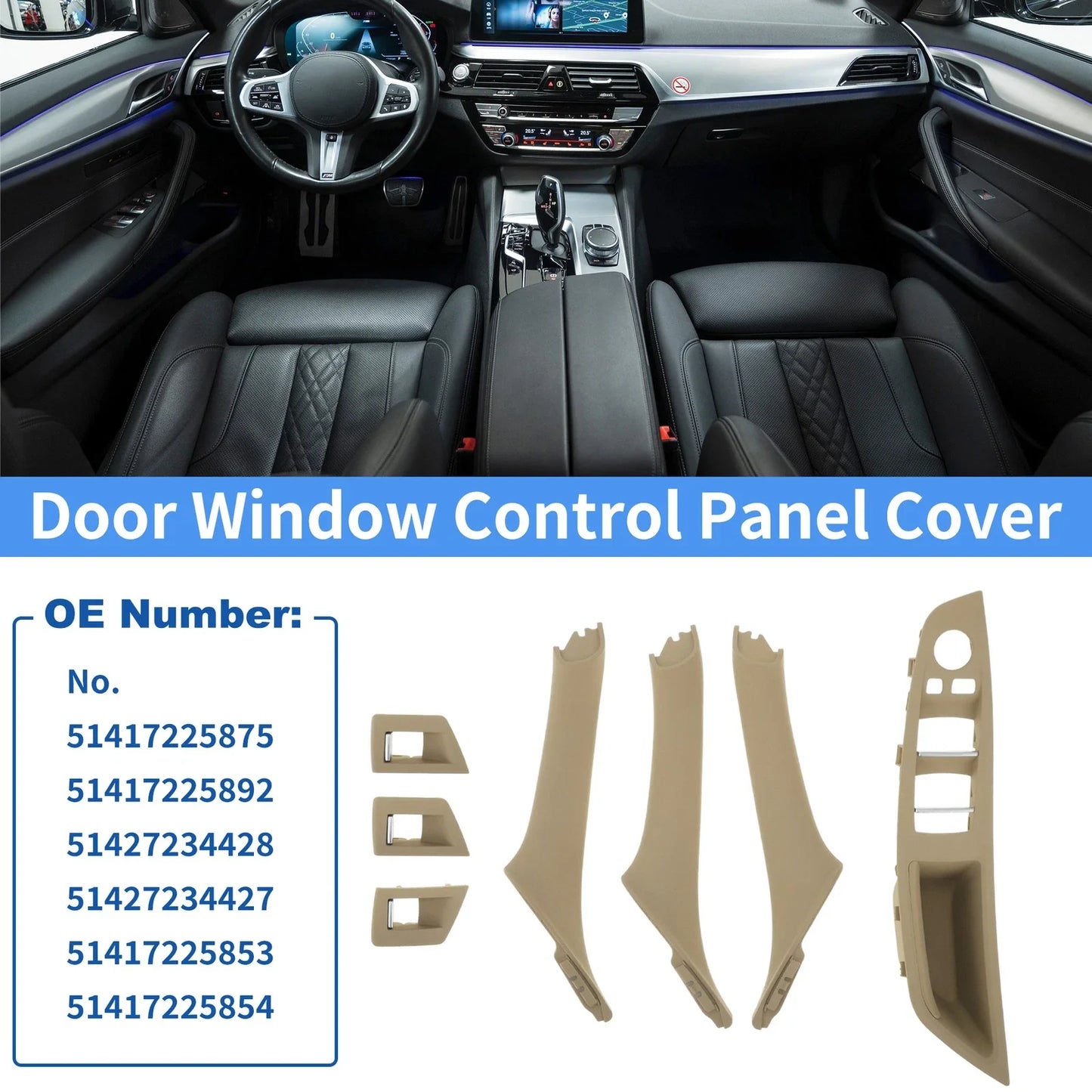 1 Set RHD Side Door Window Control Panel Cover for BMW 5 Series