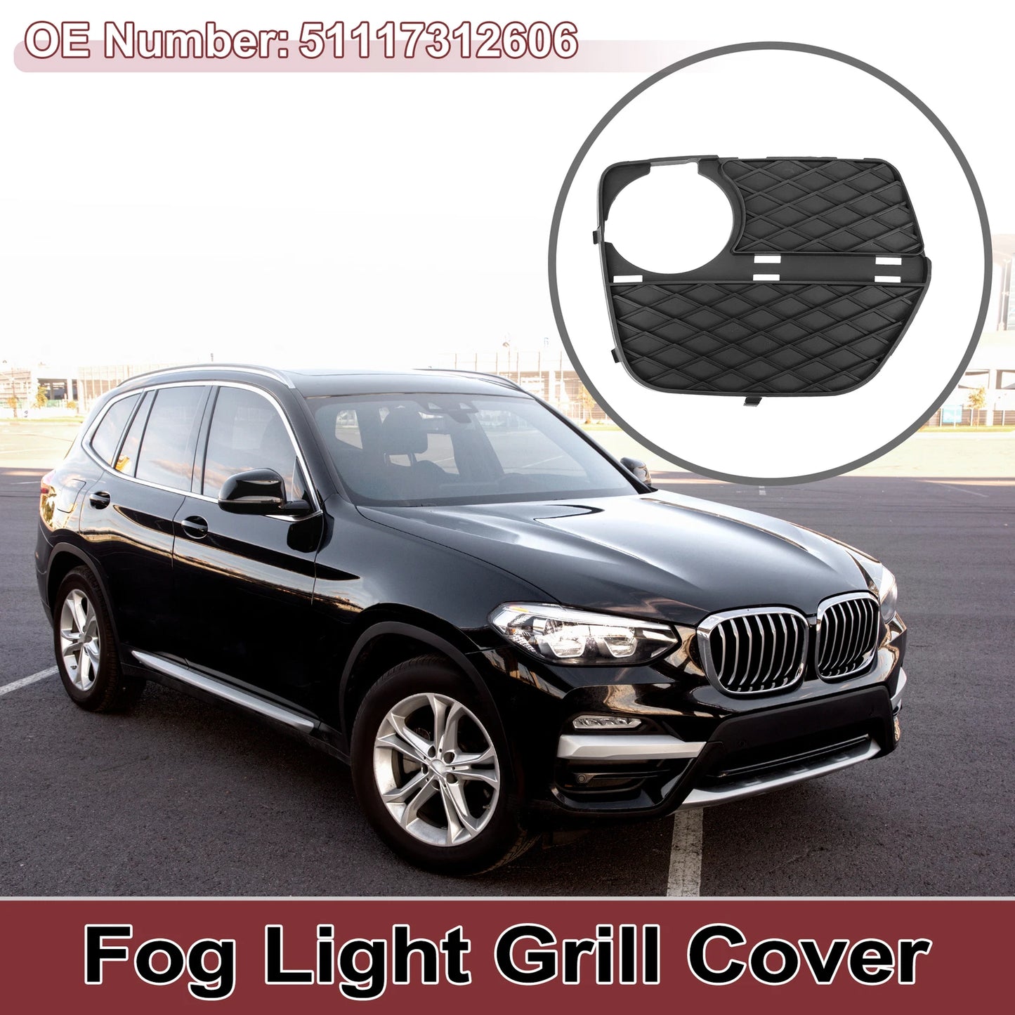1 Pc Fog Light Grill for BMW X6 (2012–2014) No. 51117312606 Black