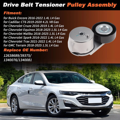 Drive Belt Tensioner Pulley Assembly for Chevy Equinox Cruze Malibu (2005–2020)