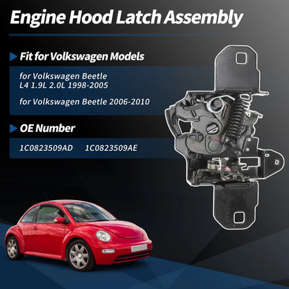 Hood Latch Assembly for Volkswagen Beetle L4 1.9L 2.0L (1998–2005) No. 1C0823509AD