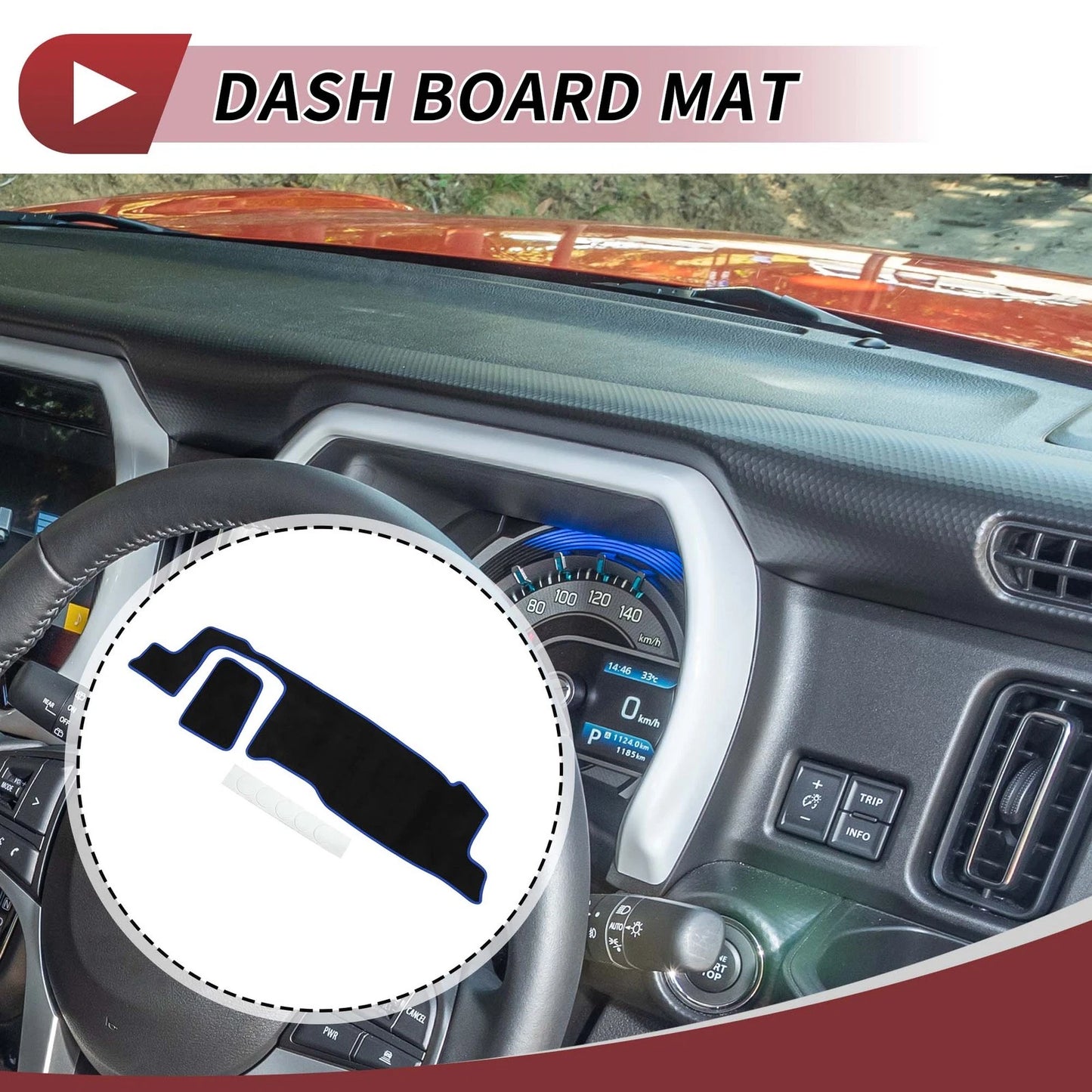 Dashboard Cover Mat for Suzuki Hustler MR52S MR92S (2020–2021) Black Blue