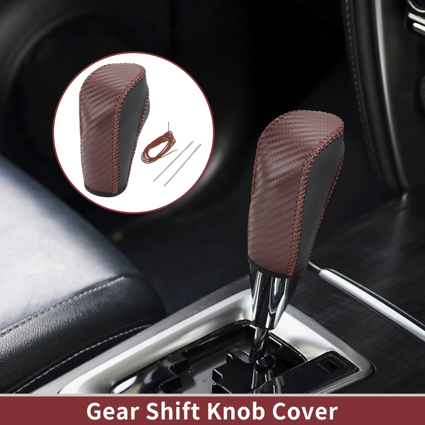 1Pc Gear Shift Knob Cover for Ford Fiesta (2009–2012) Black Brown Faux Leather