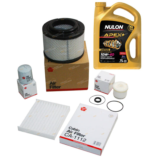 Air Oil Fuel Cabin Filter Kit + 7L Oil for Toyota Hilux (2005–Present)