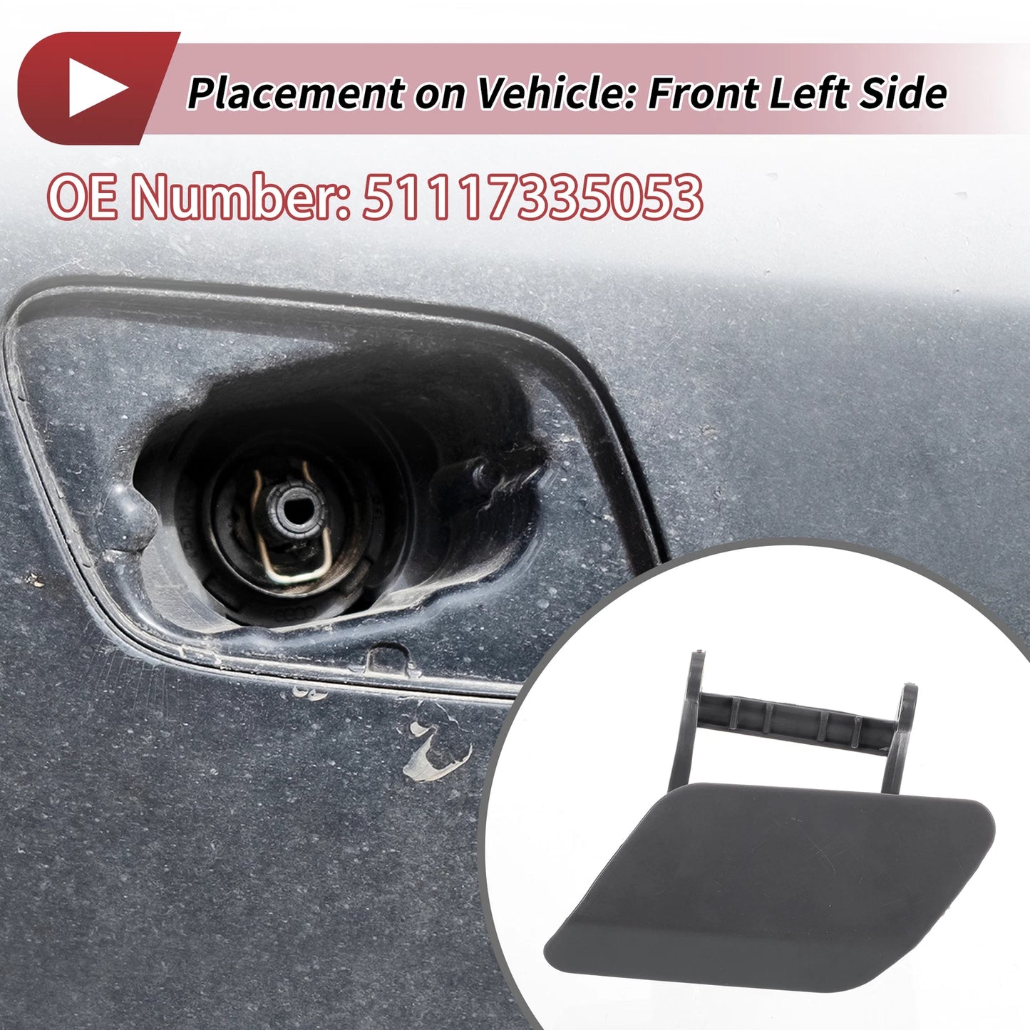 Front Left Washer Nozzle Cover Cap No. 51117335053 for BMW 740i (2013–2015)