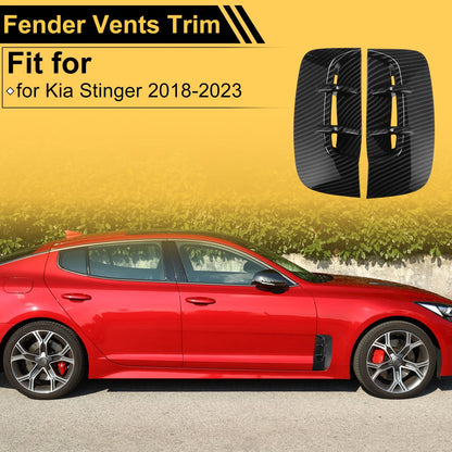 Set of 2 Air Flow Fender Vent Cover Trim for Kia Stinger (2018–2023) Carbon Fiber Black
