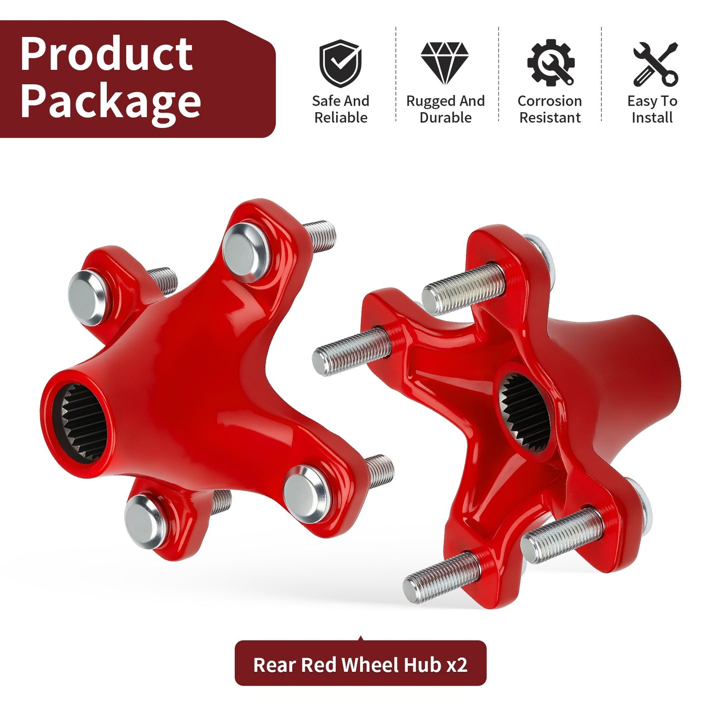 Rear Red Wheel Hubs for Honda TRX250X TRX300X TRX400X (2000–2023)