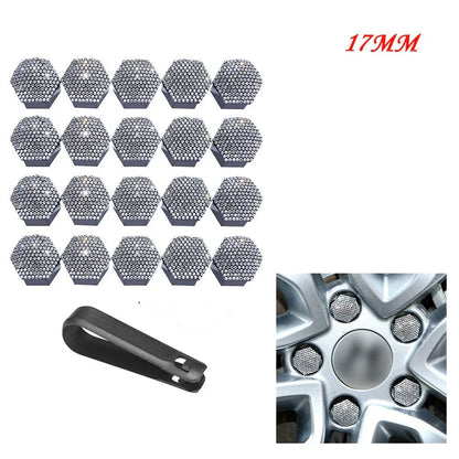 Lug Nut Covers 20Pcs White Rhinestone for Cars