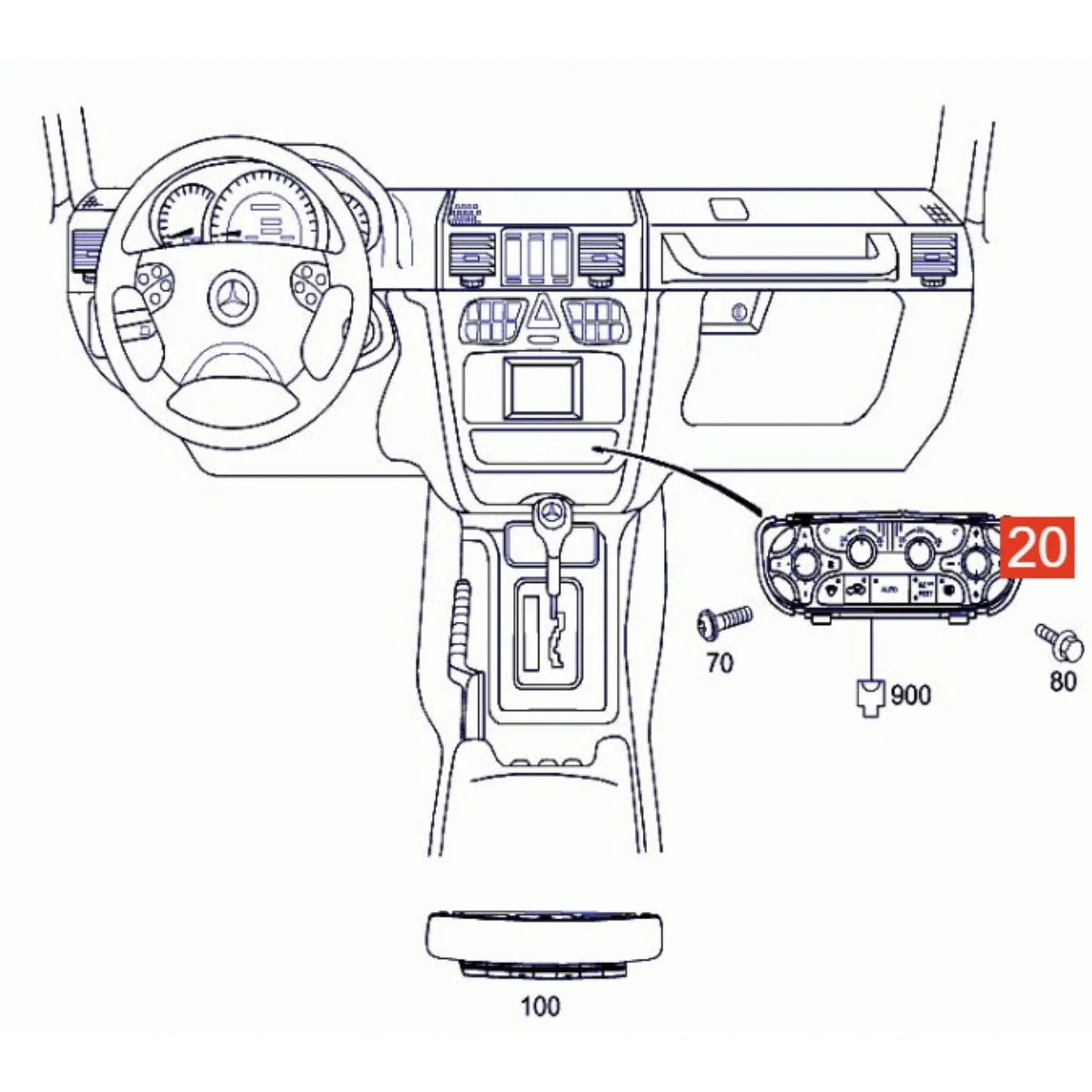 Front Heater Climate Control Switch for Mercedes W463 G-Class (2013–2018)