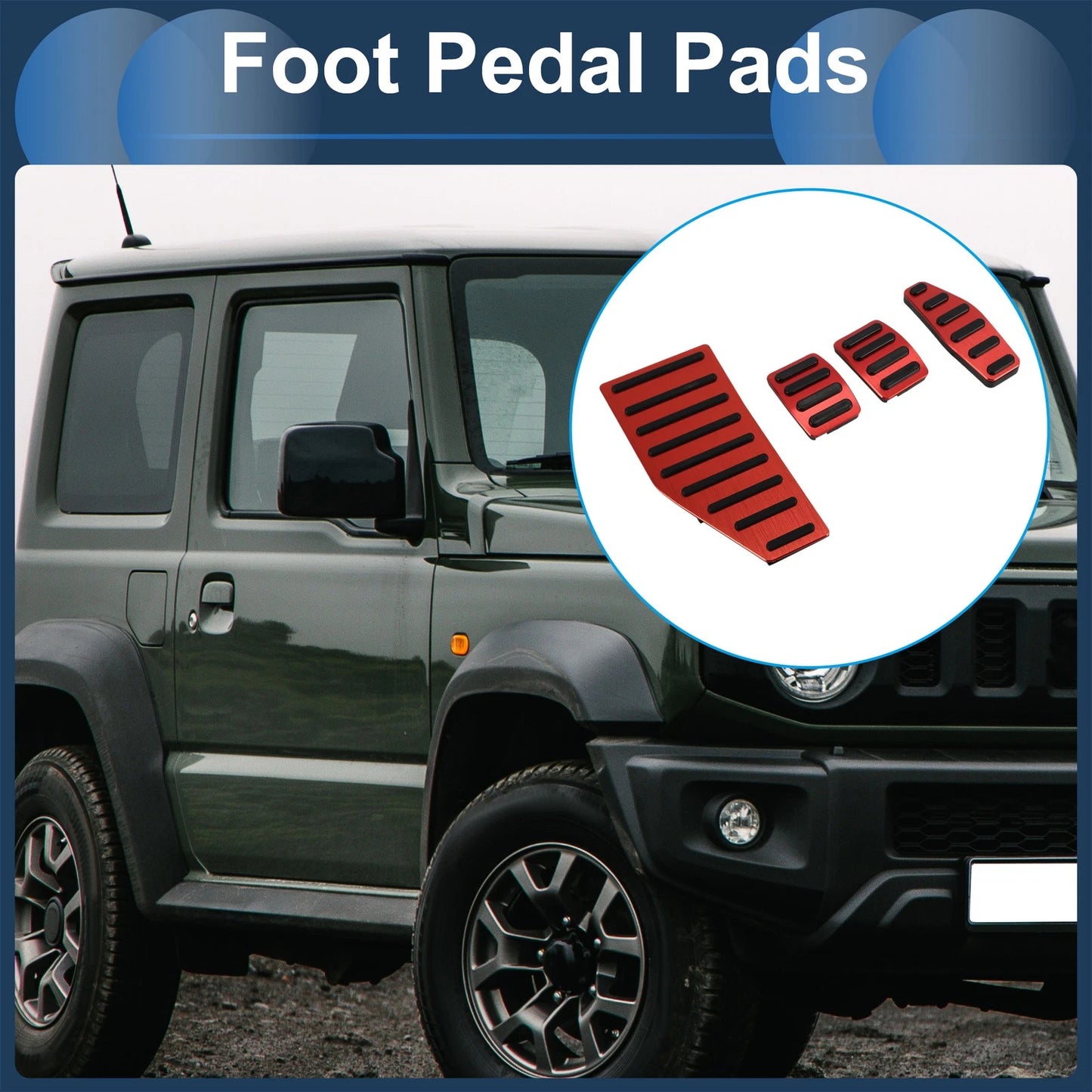 Set of 4 Manual Foot Accelerator Pedal Covers for Suzuki Jimny JB70W (2018–2022) Red
