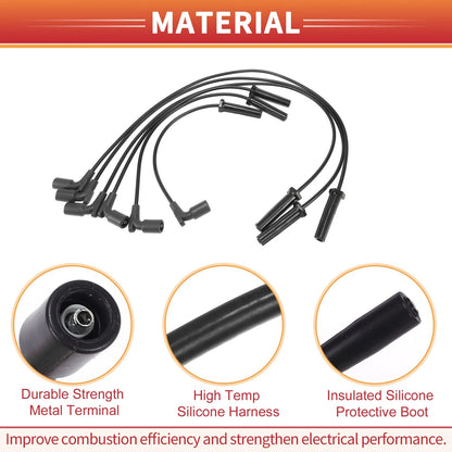 6X Spark Plug Wire Ignition Coil Cable No. 89017743 for Chevrolet Impala (2006–2009)