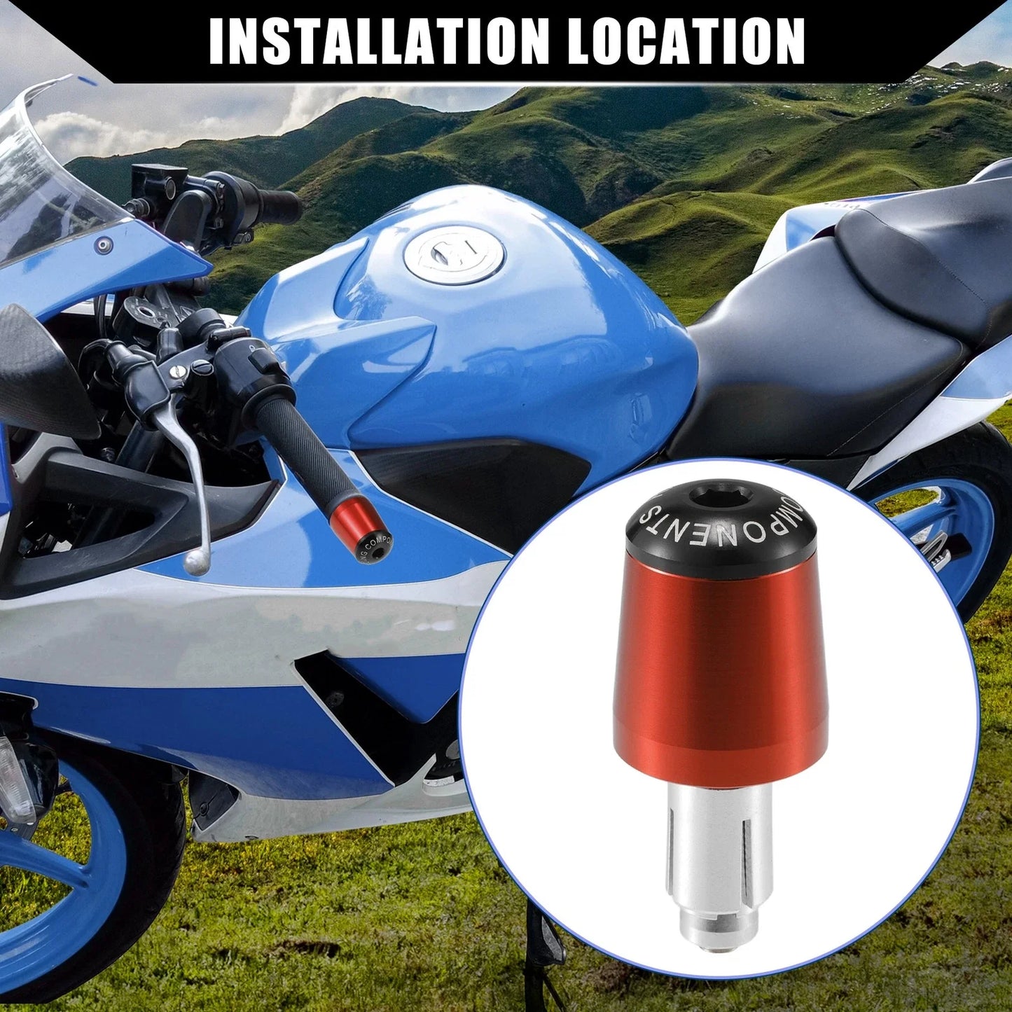 2 x 7/8" Handlebar End Plugs for Honda Motorcycle