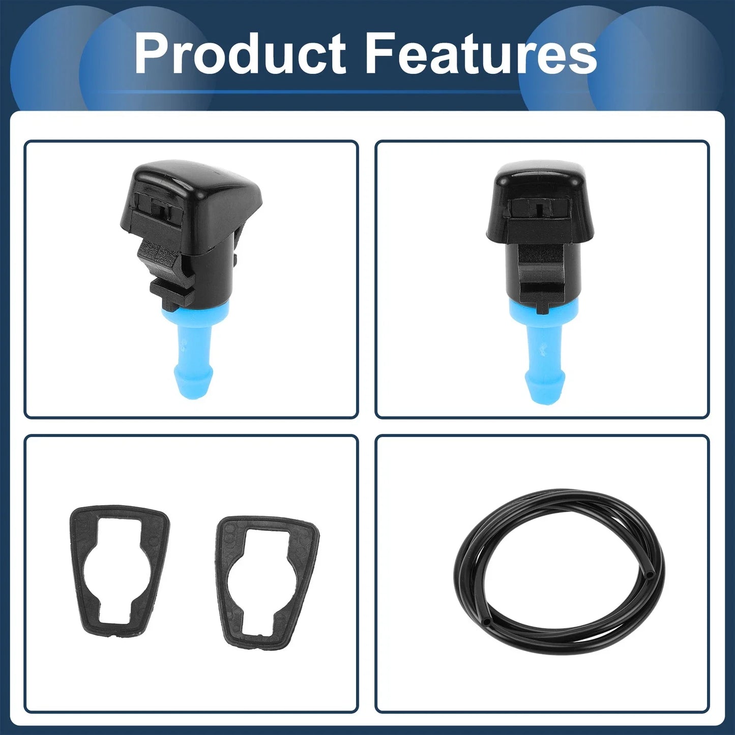 Windshield Washer Nozzle & Gasket, Fluid Hose for Dodge (Fits 2001-2006)