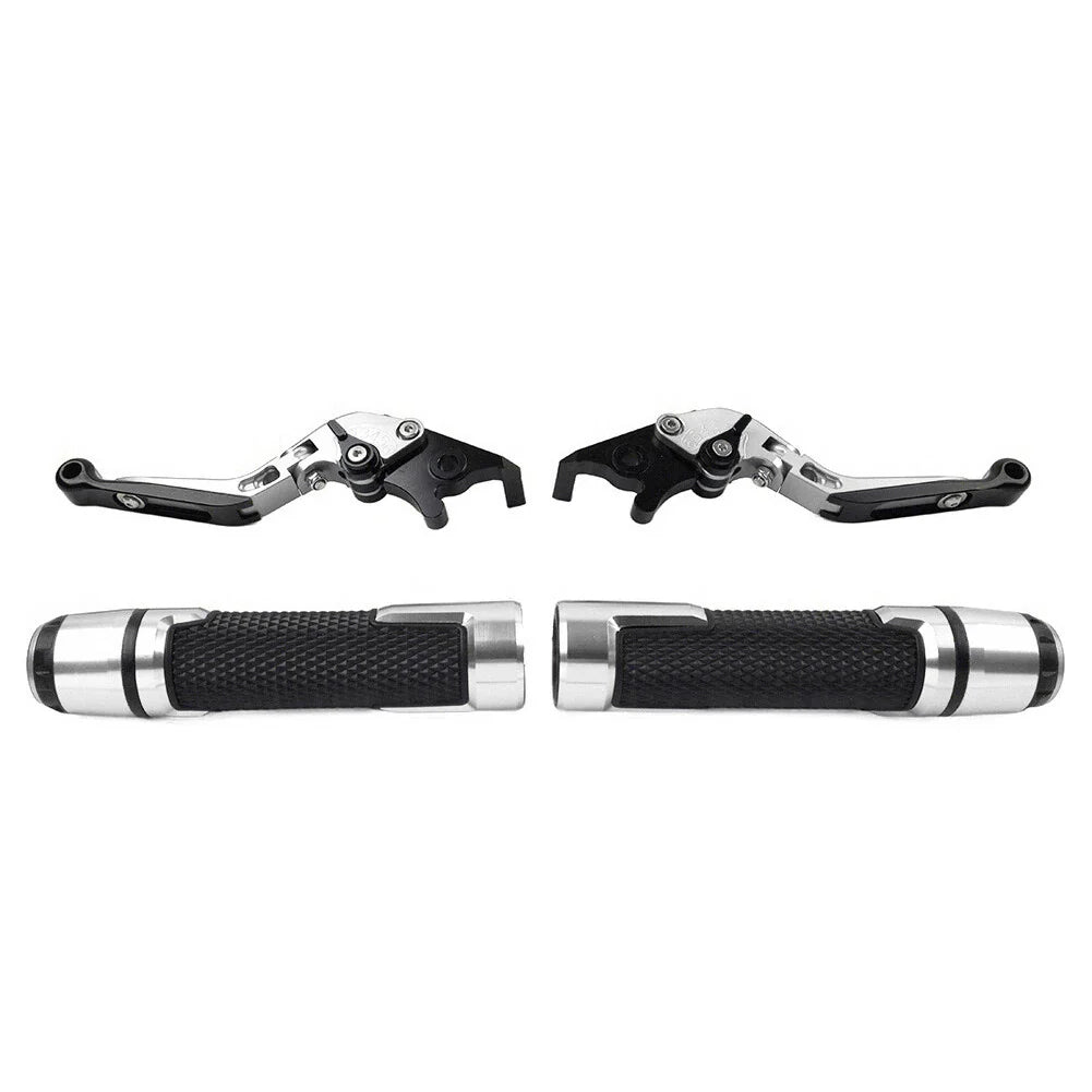Silver Extendable Brake Clutch Levers & Handlebar Grips for Daytona 675 R