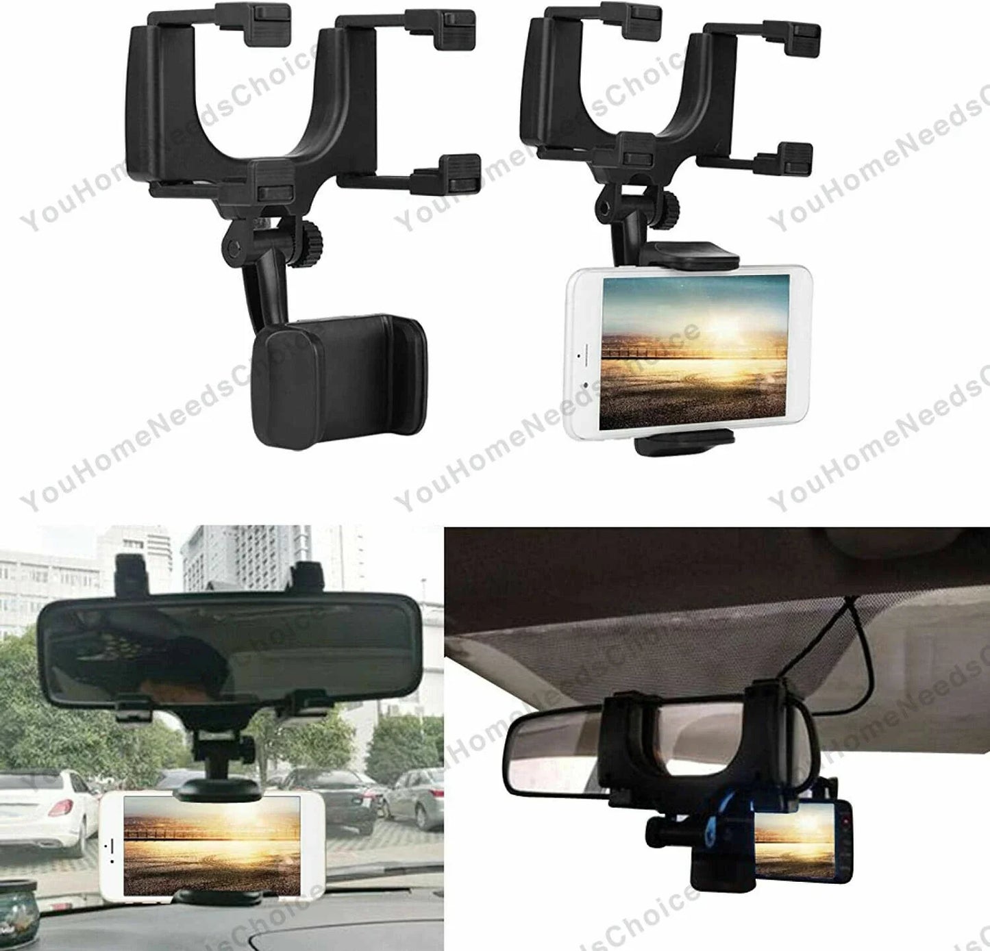 360° Car Rearview Mirror Mount Holder for Universal Cell Phone GPS