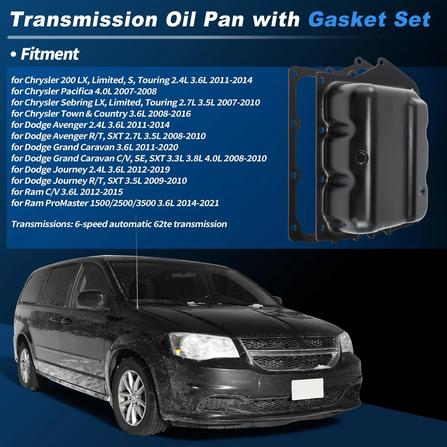 Set of 2 Transmission Oil Pan Gaskets for Dodge Grand Caravan (2011–2020)