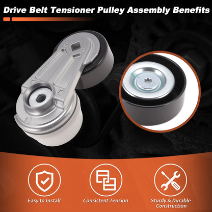 Drive Belt Tensioner Pulley Assembly for Chevy Equinox Cruze Malibu (2005–2020)