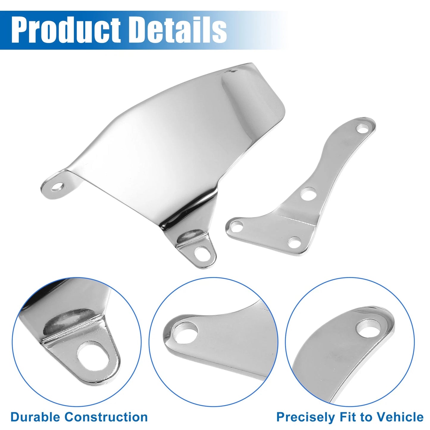Polished Long Water Pump Alternator Bracket Kit for Chevy SBC 305 (1976–1986)