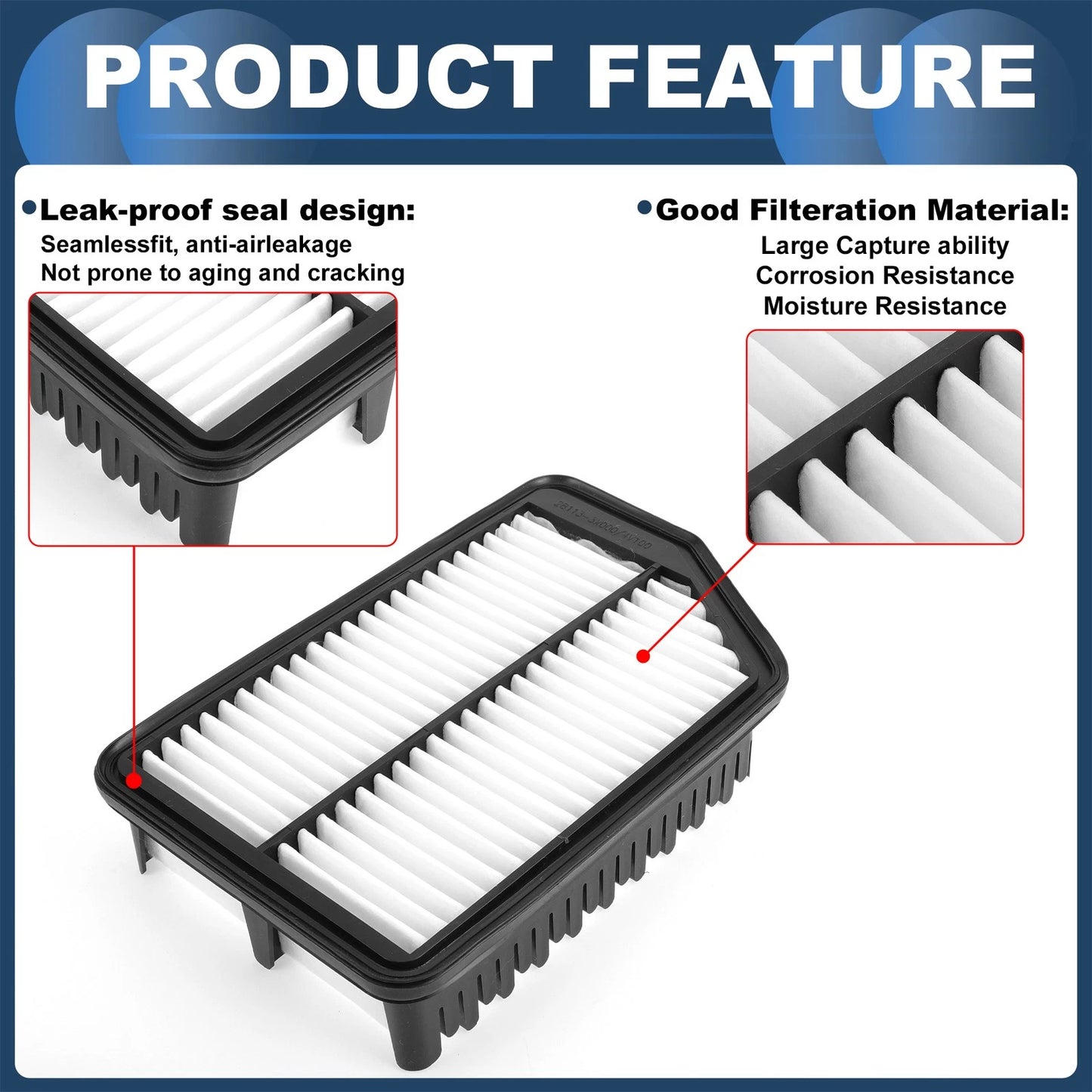 Car Engine Air Filter No. 281133X000 for Hyundai Elantra 1.8L 2.0L (2011–2016)