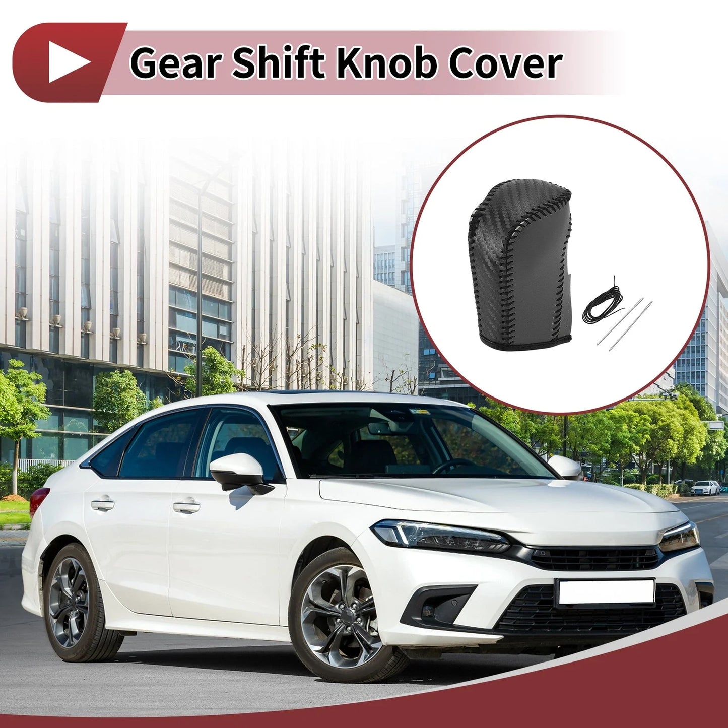 Car Gear Shift Knob Cover for Honda CR-V (2023) - Black Faux Leather