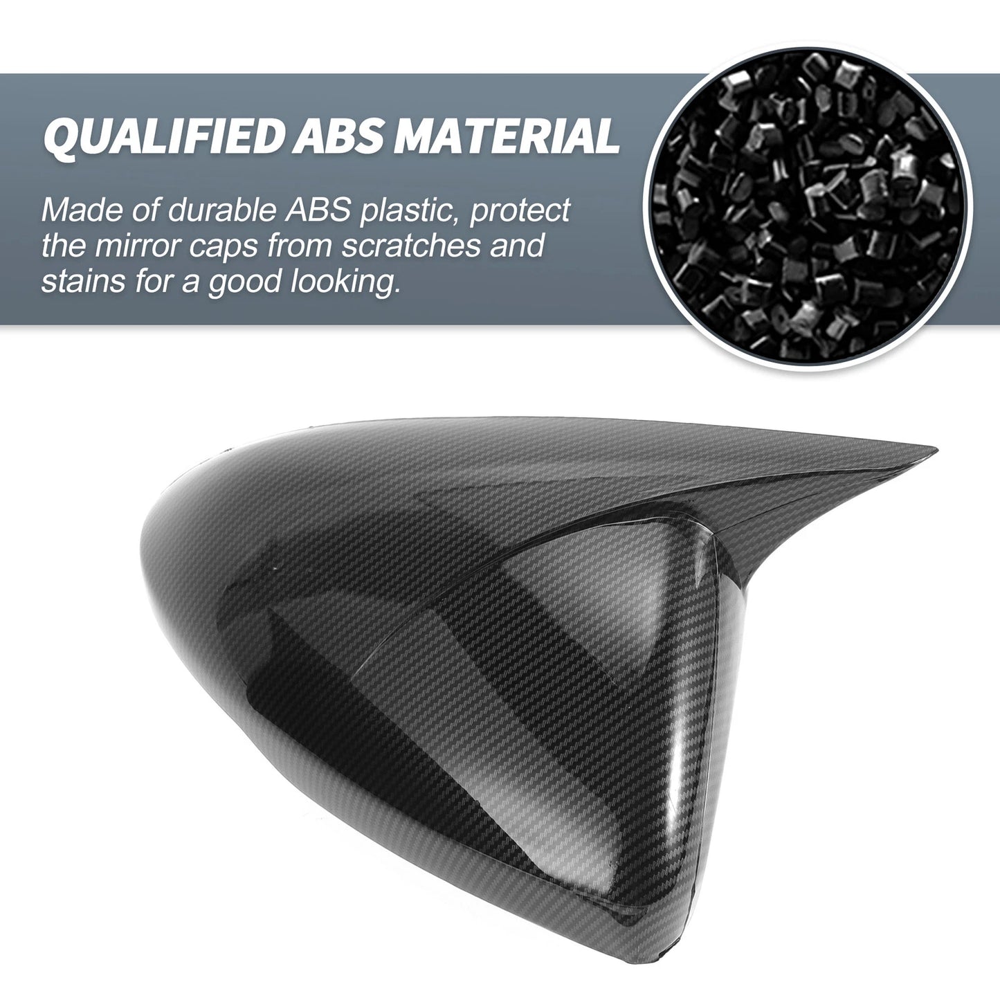 Pair Rearview Mirror Cover Overlay Black Carbon Fiber for Chevrolet Cruze (2017–2019)