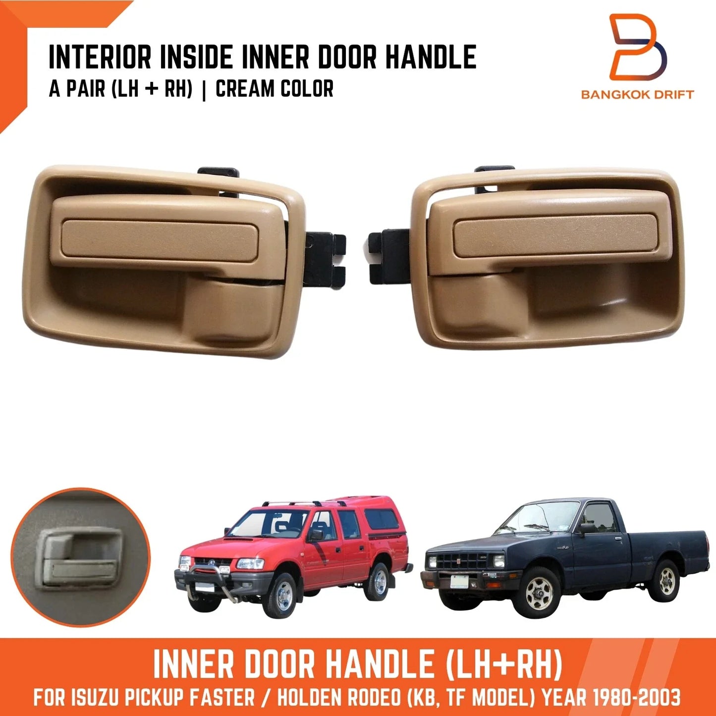 Cream Inner Door Handle Pair for Holden Rodeo TF KB (80-03)