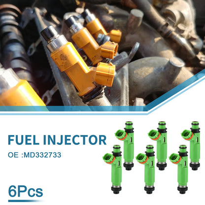 Set of 6 Fuel Injectors No.MD332733 for Mitsubishi Montero Sport (1997–2001)