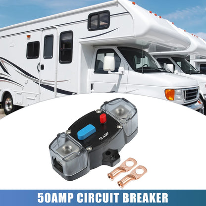 Set of 2 50A Circuit Breaker 12V-48V DC with Battery Terminal for Boat