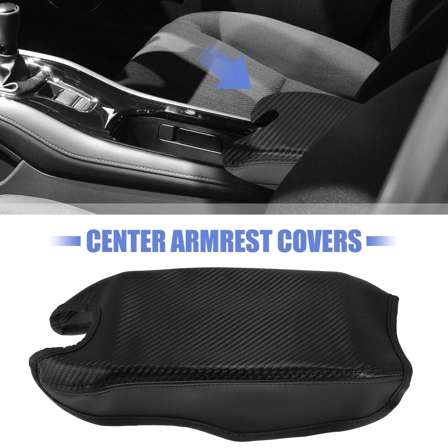 Auto Armrest Protective Cover Pad for Honda HR-V (2016-2021) Carbon Fiber
