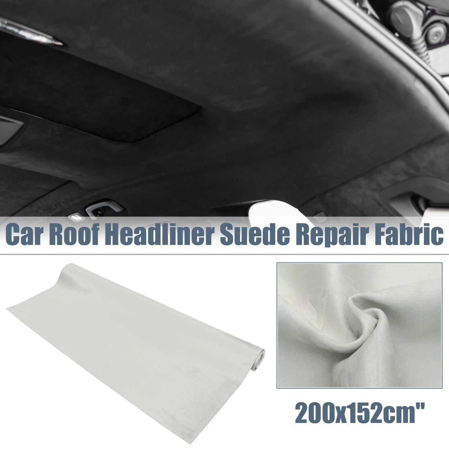Foam Backed Suede Headliner Fabric 79" x 60" for Car RV DIY Repair Light Gray