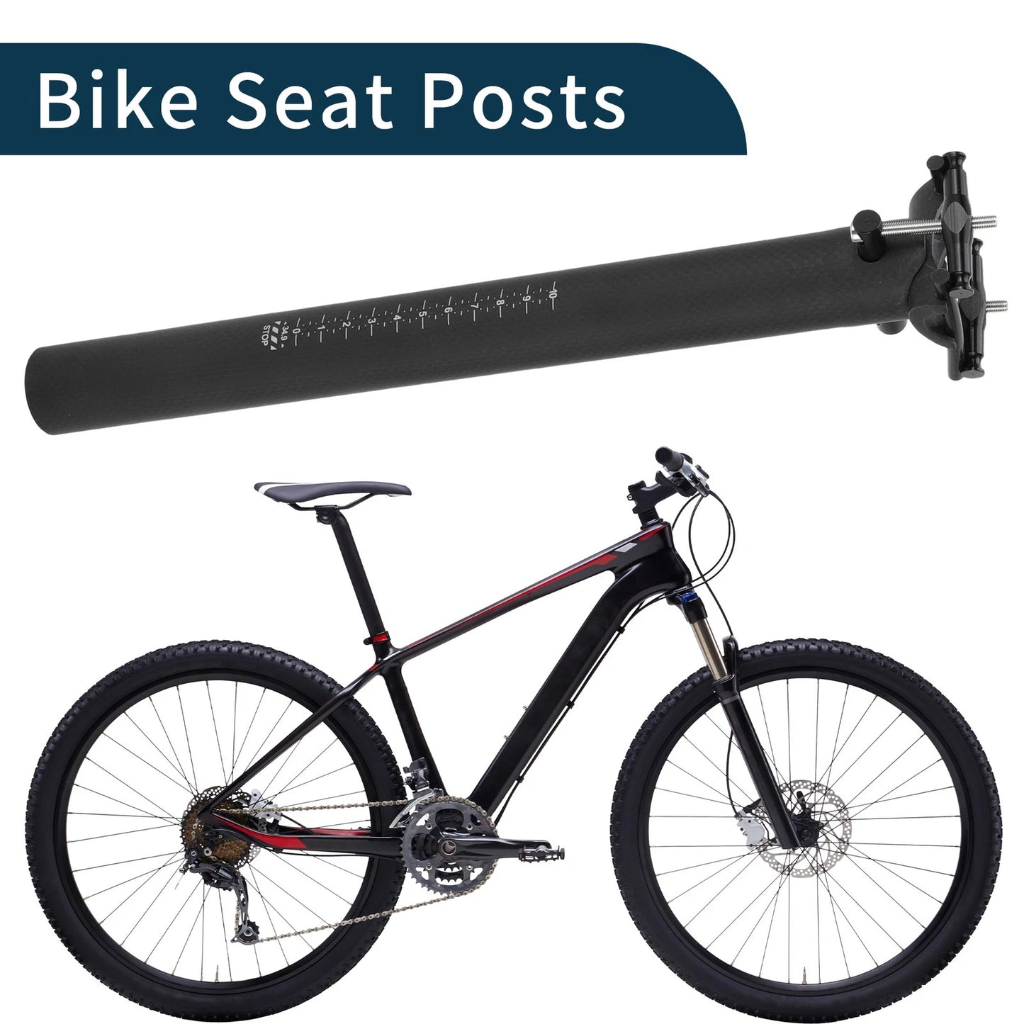 Bike Seat Post 34.9mm for Ultra Light Saddle (Matte Black Carbon Fiber)