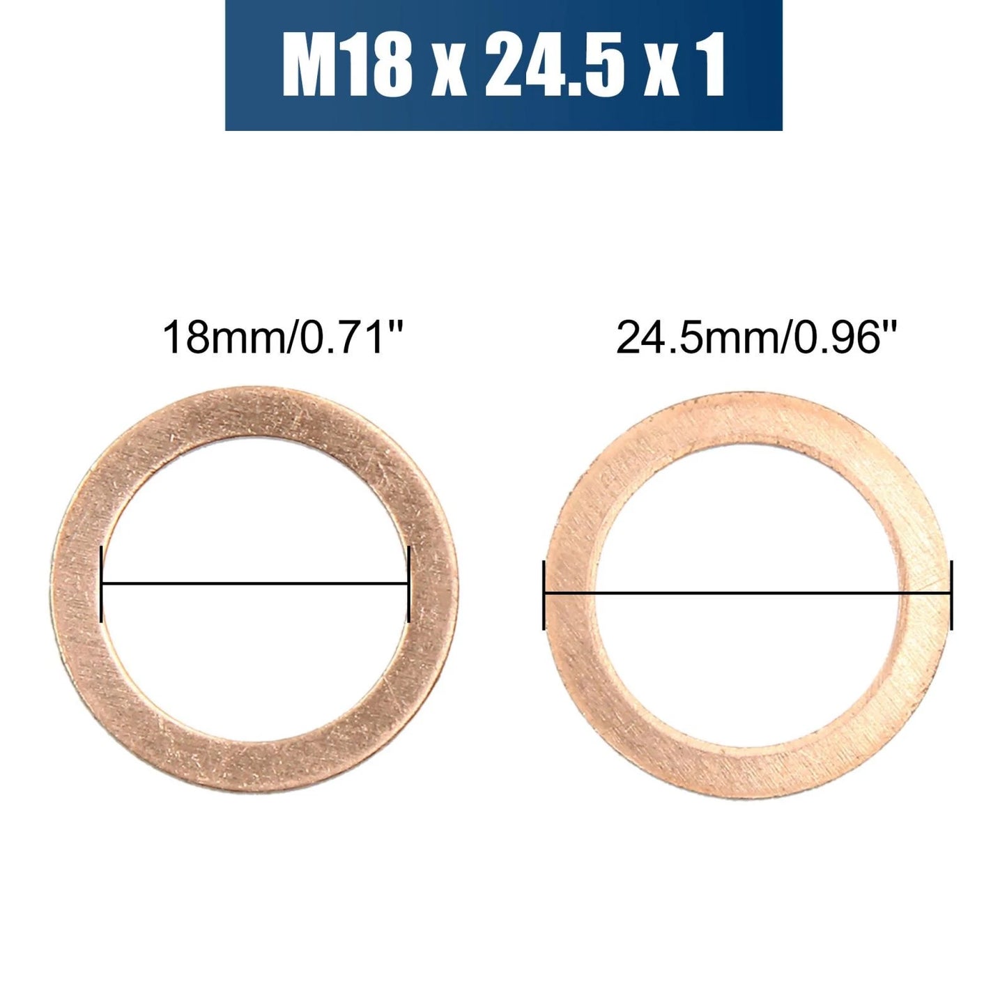 Set of 30 Copper Crush Washers for Flat Car Sealing Gasket Rings