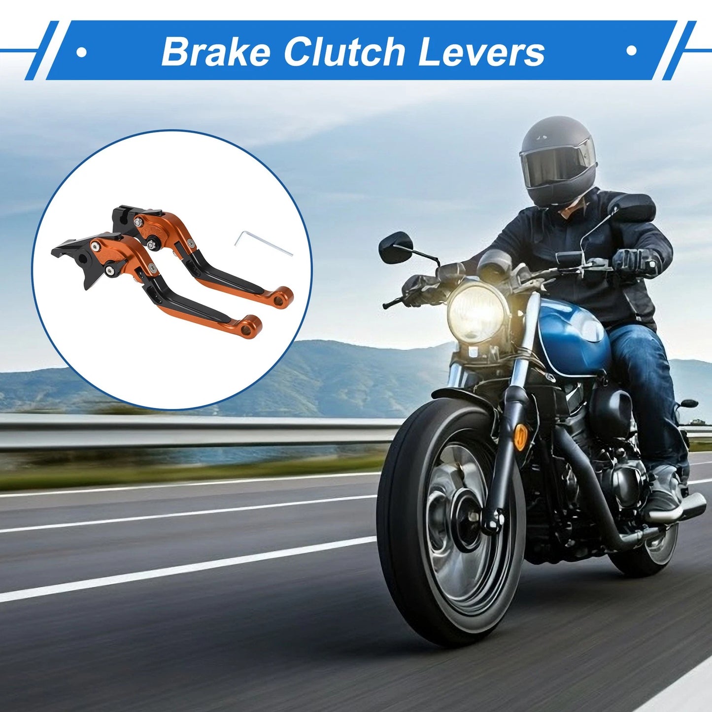 Adjustable Brake Clutch Levers for Yamaha YZF R1 (1999–2001) Black Orange